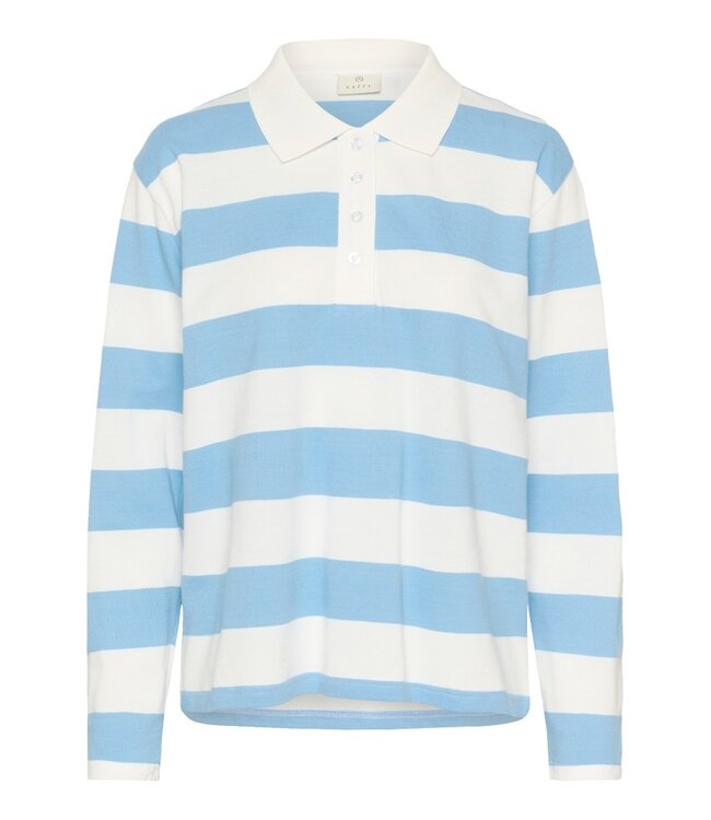 KAFFE KAmiala Polo T-Shirt - Chalk/Powder Blue Stripe