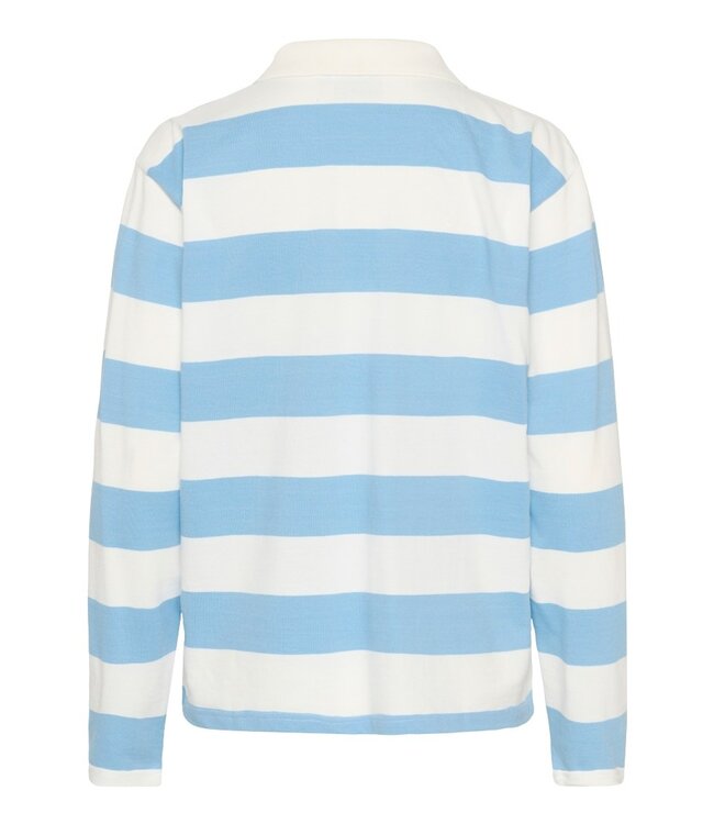 KAFFE KAmiala Polo T-Shirt - Chalk/Powder Blue Stripe