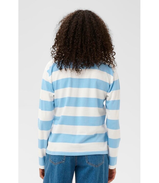 KAFFE KAmiala Polo T-Shirt - Chalk/Powder Blue Stripe