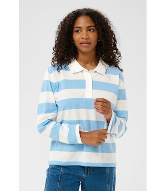 KAFFE KAmiala Polo T-Shirt - Chalk/Powder Blue Stripe