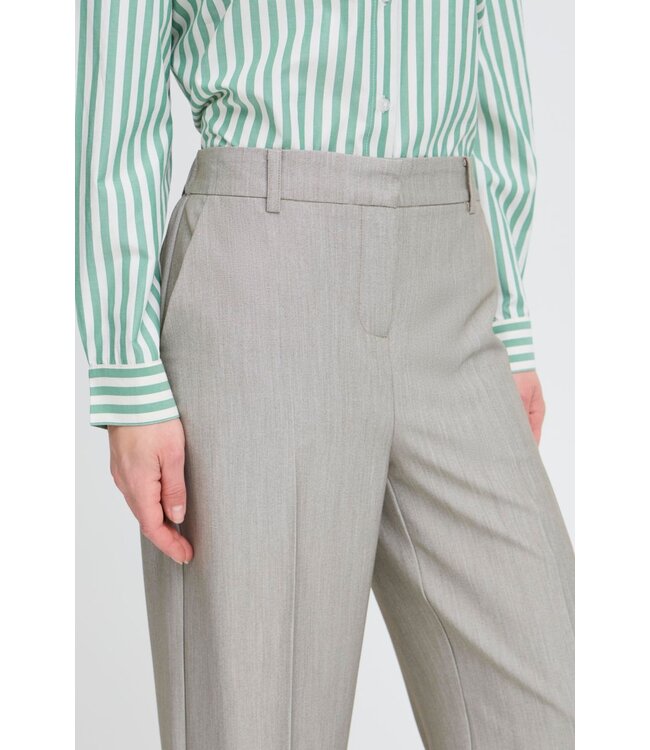 b.young BYDANTA Wide Leg Pants 2 - Vetiver Melange - Grijze Dames broek met Wijde Pijpen
