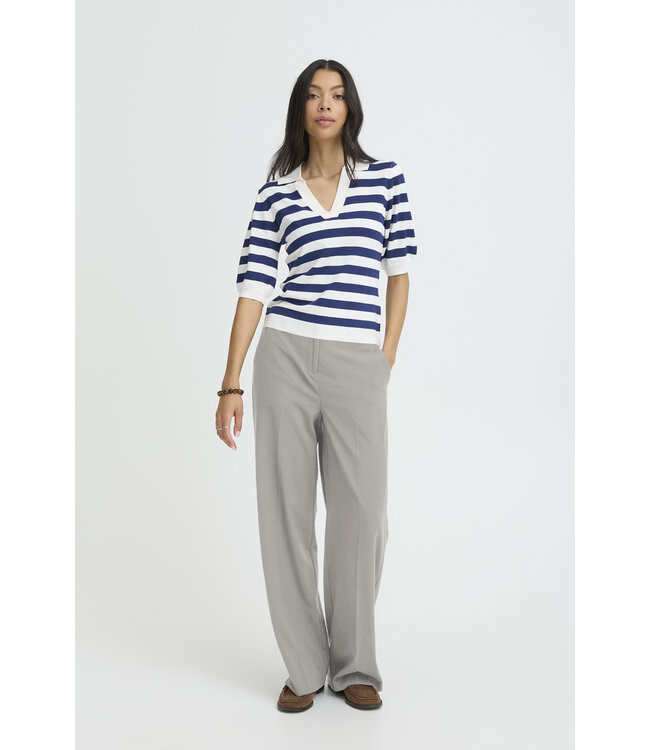 b.young BYDANTA Wide Leg Pants 2 - Vetiver Melange - Grijze Dames broek met Wijde Pijpen