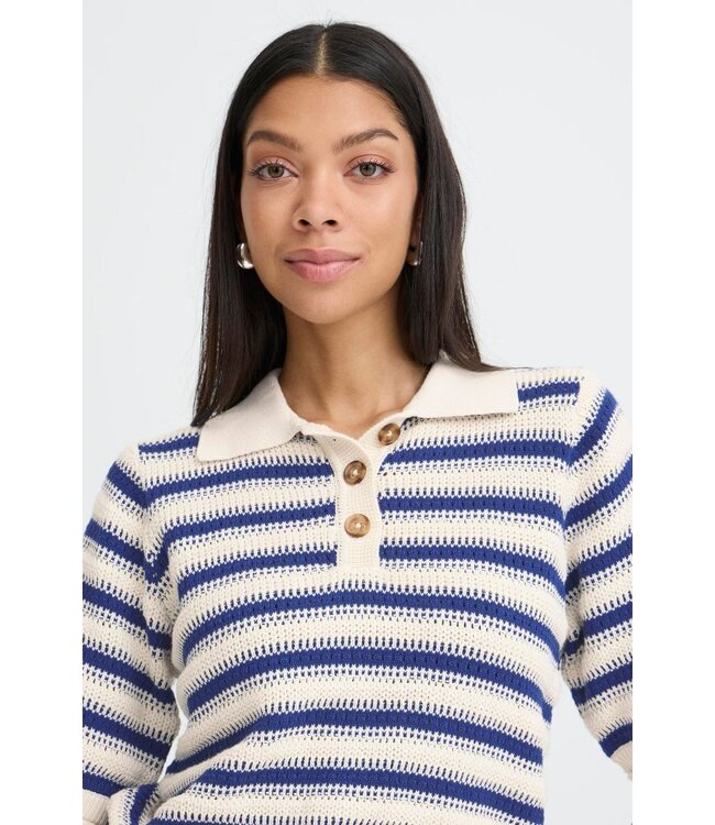 b.young BYMIKALA Polo Jumper - Medieval Blue Stripe