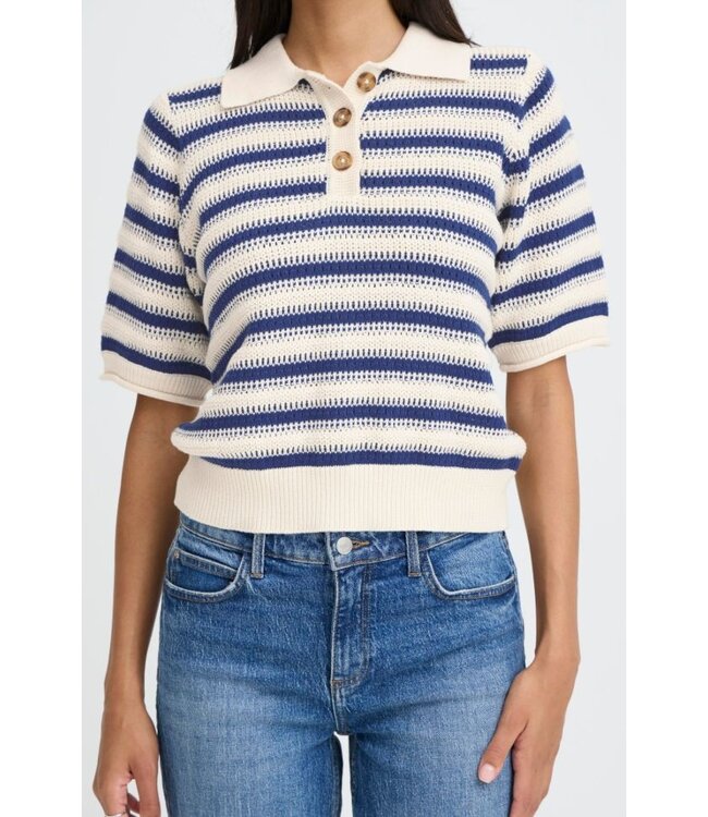 b.young BYMIKALA Polo Jumper - Medieval Blue Stripe