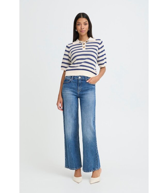 b.young BYMIKALA Polo Jumper - Medieval Blue Stripe