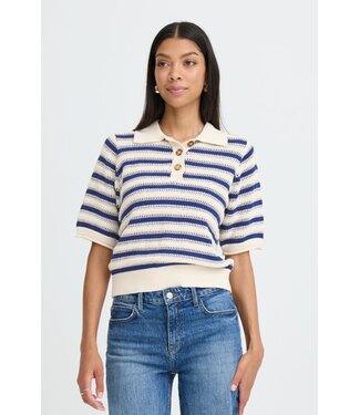 b.young BYMIKALA Polo Jumper - Medieval Blue Stripe