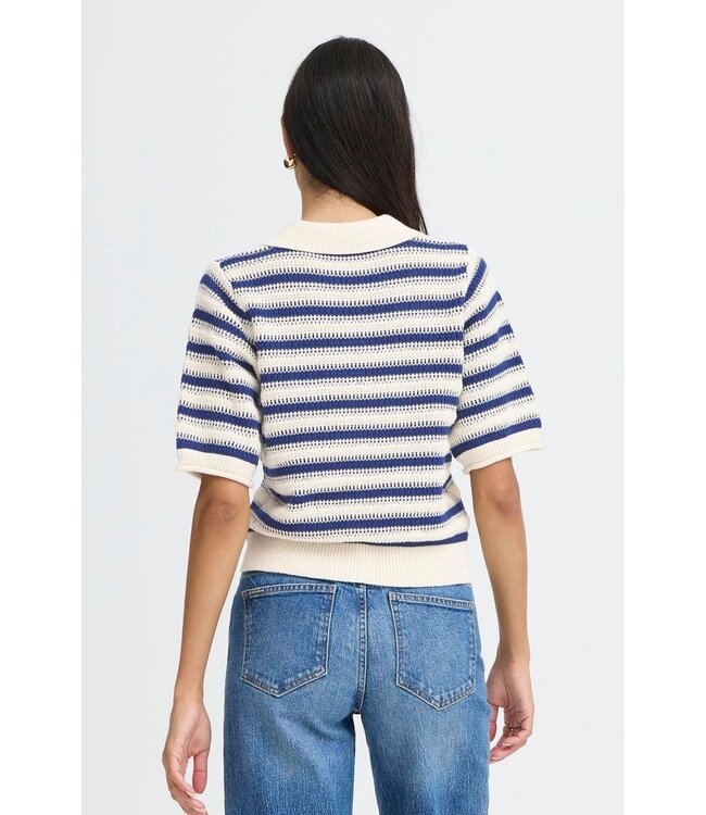 b.young BYMIKALA Polo Jumper - Medieval Blue Stripe