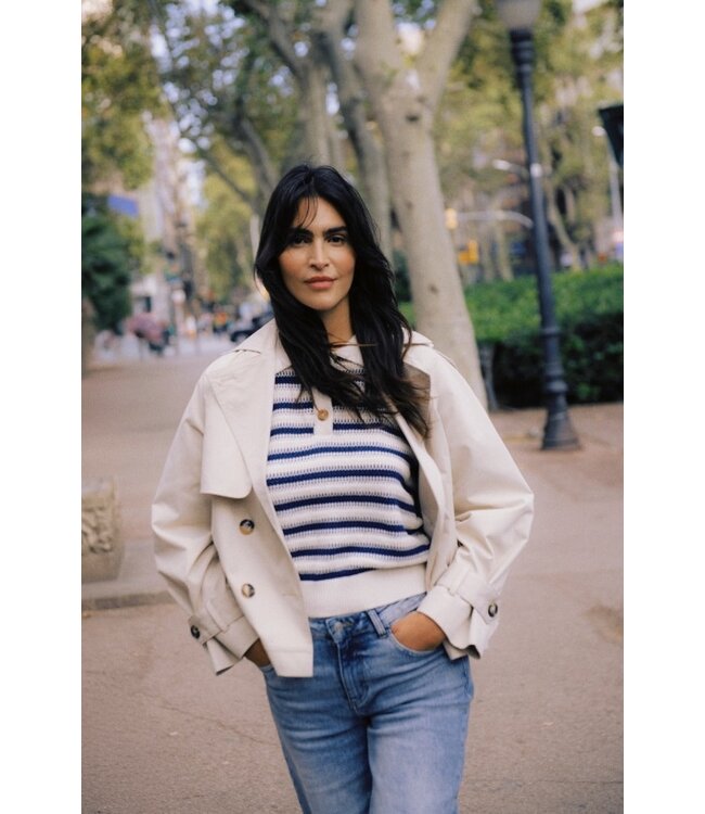 b.young BYMIKALA Polo Jumper - Medieval Blue Stripe