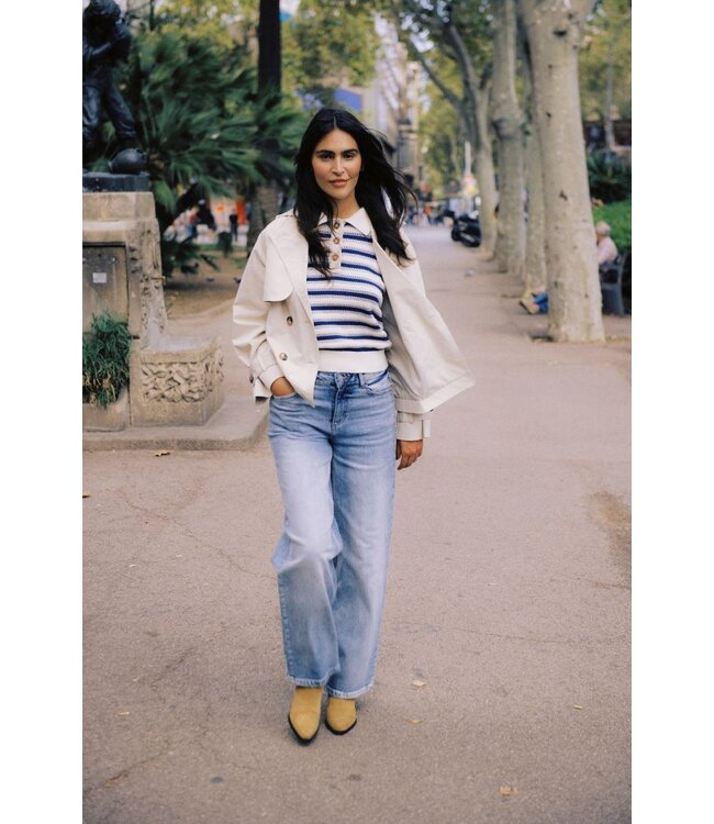 b.young BYMIKALA Polo Jumper - Medieval Blue Stripe