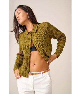 JDY JDYCAMIL L/S Colar Cardigan - Fir Green