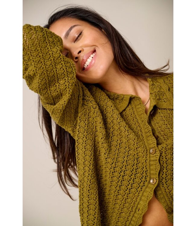 JDY JDYCAMIL L/S Colar Cardigan - Fir Green