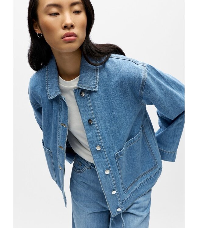 Object OBJROSIE RE L/S Overshirt - Light Blue Denim