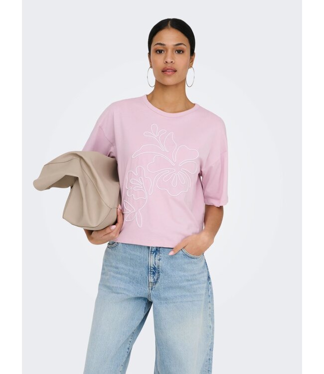 JDY JDYCALLY Life S/S EMB Top - Fragrant Lilac