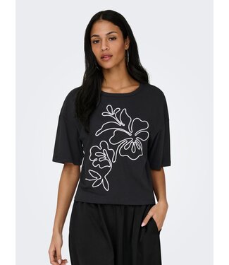JDY JDYCALLY Life S/S EMB Top - Black