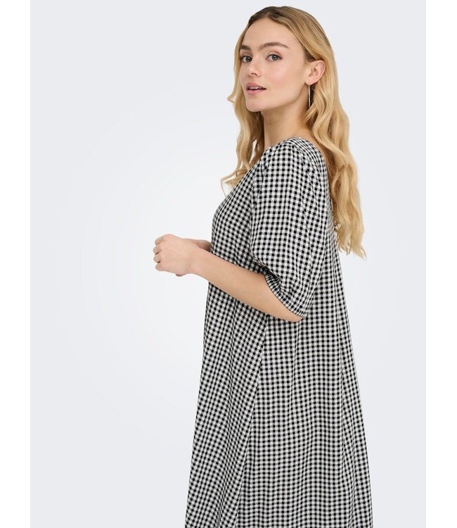 JDY JDYLUCAS 2/4 Midi Dress - Black Small White Check