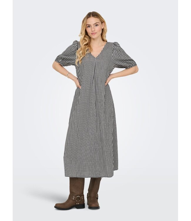 JDY JDYLUCAS 2/4 Midi Dress - Black Small White Check