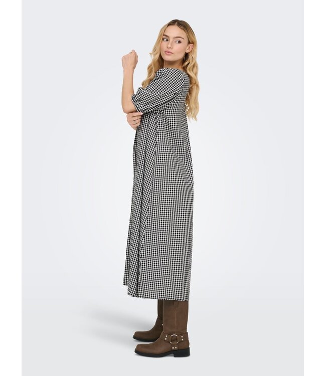 JDY JDYLUCAS 2/4 Midi Dress - Black Small White Check