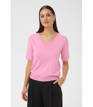 KAFFE KAlizza V-Neck Pullover - Pink Frosting