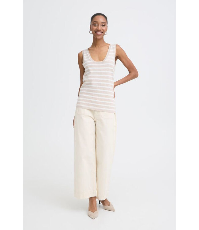 ICHI IHLULS Top - Oatmeal White Stripe