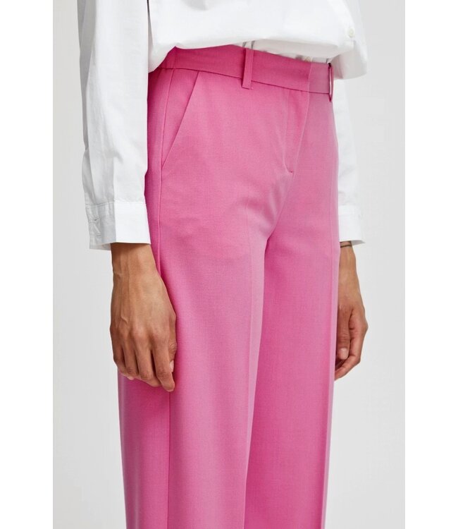 b.young BYDANTA Wide Leg Pants 2 – Raspberry Rose – Roze Dames broek van byoung met Wijde Pijpen