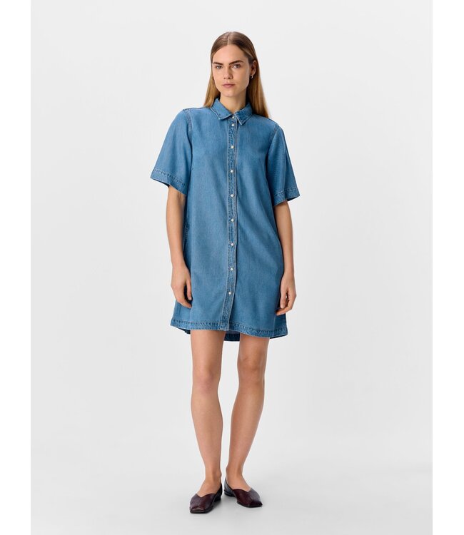 Object Object OBJFRAME denimjurk Light Blue Denim met kraag & drukknopen