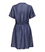 JDY JDYJASPER Dress Dark Blue Denim – Dames denim jurk met V-hals en tunnelkoord