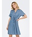 JDY JDYJASPER Dress Medium Blue Denim – Dames denim jurk met V-hals en tunnelkoord