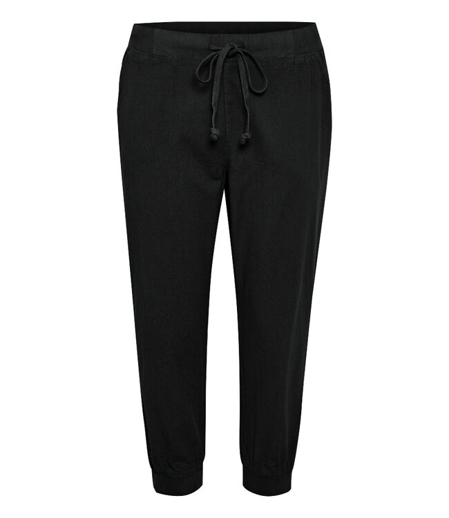 KAFFE Naya Capri Black Deep – Dames capribroek in katoen met elastische taille