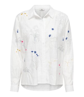 JDY JDYRHEA Loose Embroidery Shirt - Cloud Dancer