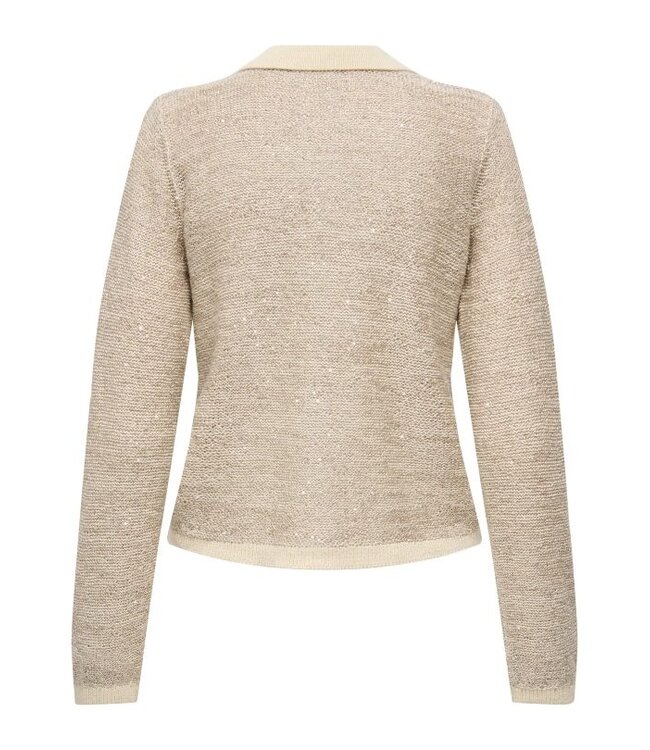 JDY JDYMIA Collar Sequins Cardigan  Fog - Dames gebreid vest met pailletten