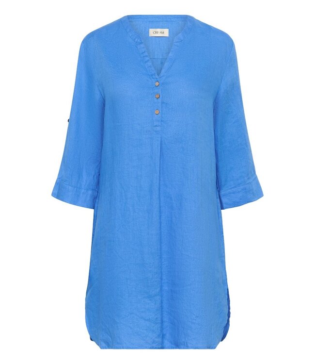 CREAM CRBellis Caftan Short Dress Palace Blue – Dames linnen kaftan jurk