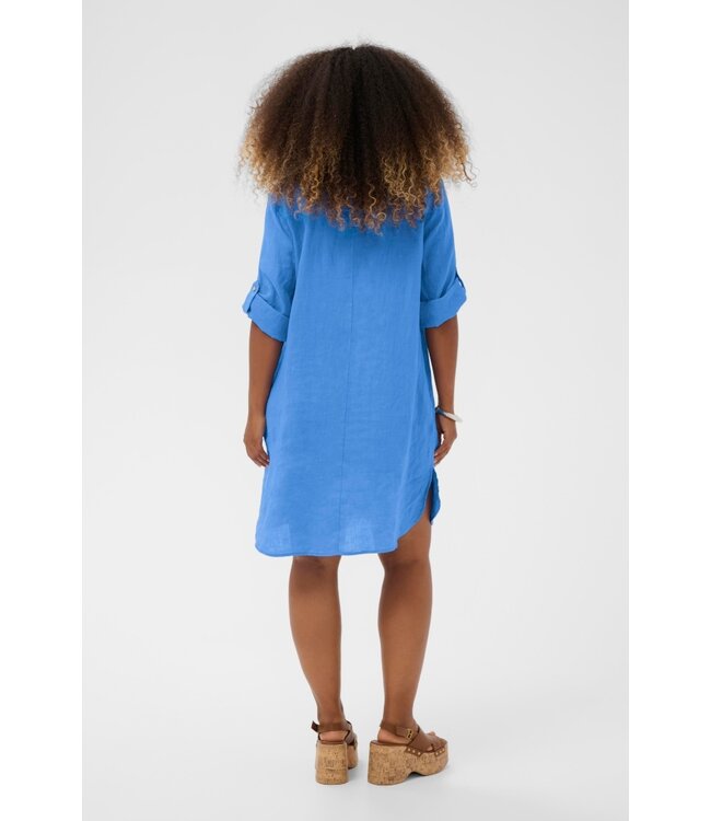 CREAM CRBellis Caftan Short Dress Palace Blue – Dames linnen kaftan jurk