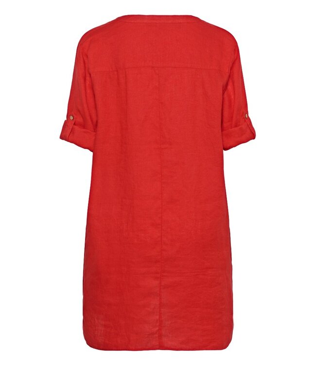 CREAM CRBellis Caftan Short Dress High Risk Red – Dames linnen jurk