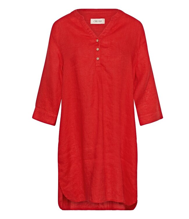 CREAM CRBellis Caftan Short Dress High Risk Red – Dames linnen jurk