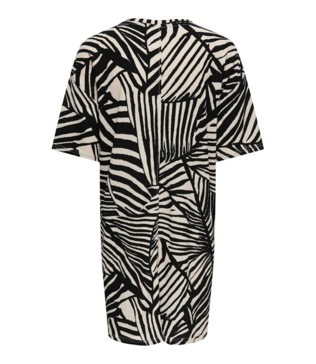 JDY JDYDEBBIE Oversize Dress Sandshell Black Trope – Dames jurk met all-over print