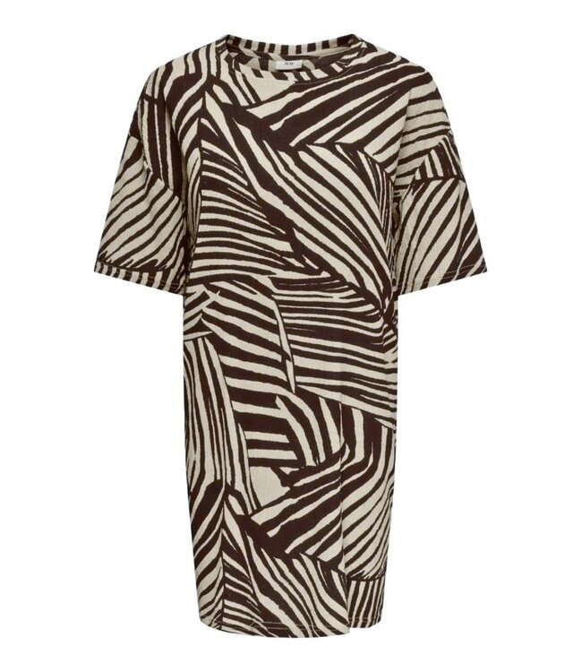 JDY JDYDEBBIE Oversize Dress Sandshell Chocolate Torte Trope – Dames jurk met print