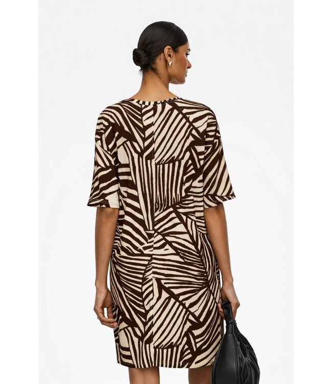 JDY JDYDEBBIE Oversize Dress Sandshell Chocolate Torte Trope – Dames jurk met print