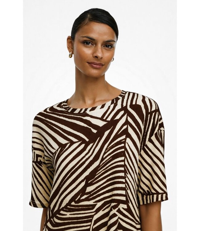 JDY JDYDEBBIE Oversize Dress Sandshell Chocolate Torte Trope – Dames jurk met print