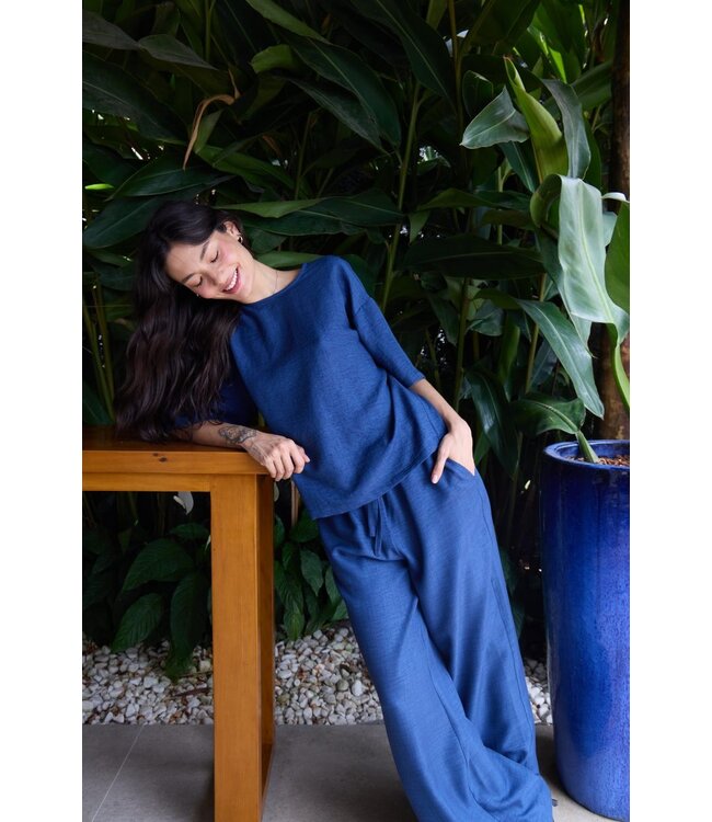 ICHI IHKATICO Pant - True Navy Melange