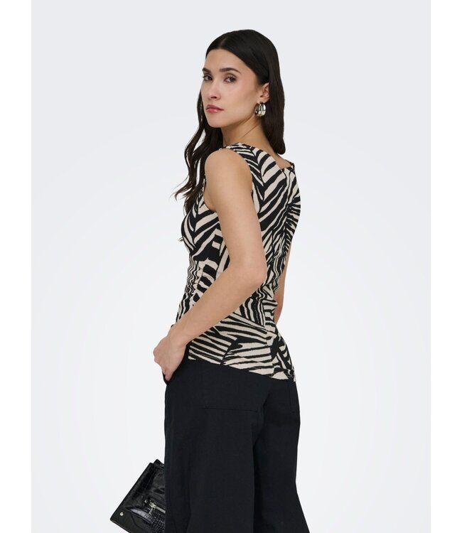 JDY JDYDEBBIE Top Sandshell Black Trope – Aansluitende dames top met print