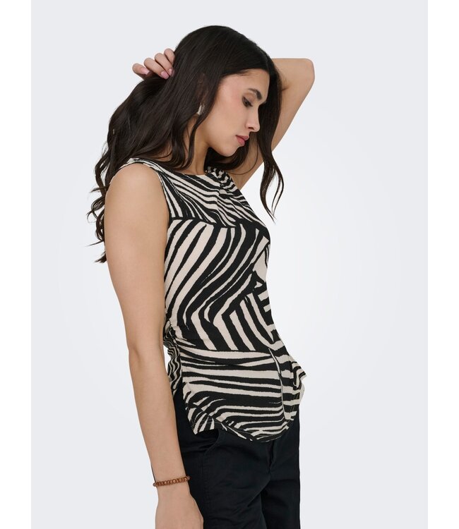 JDY JDYDEBBIE Top Sandshell Black Trope – Aansluitende dames top met print