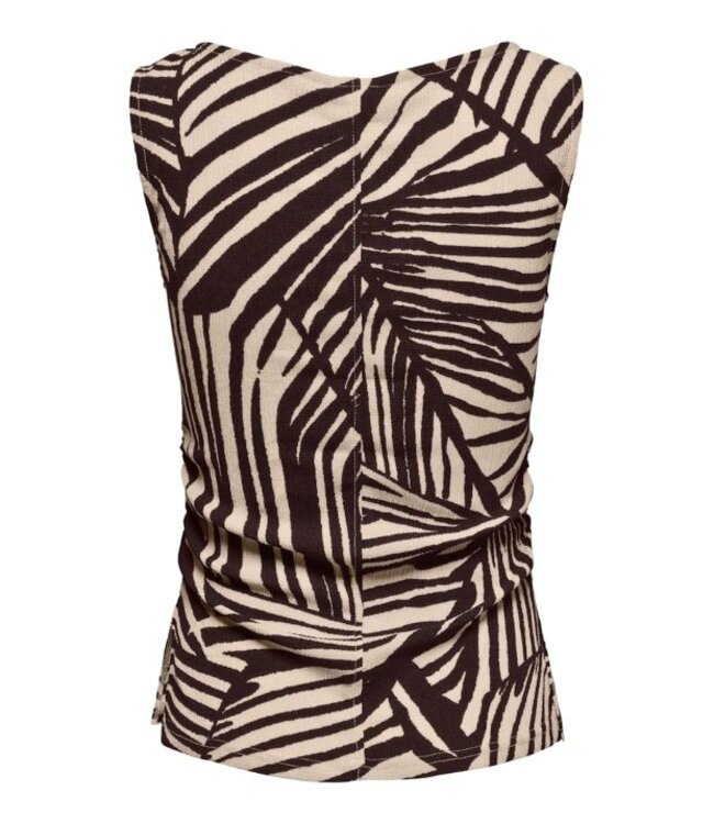 JDY JDYDEBBIE Top Sandshell Chocolate Torte Trope – Aansluitende dames top met print
