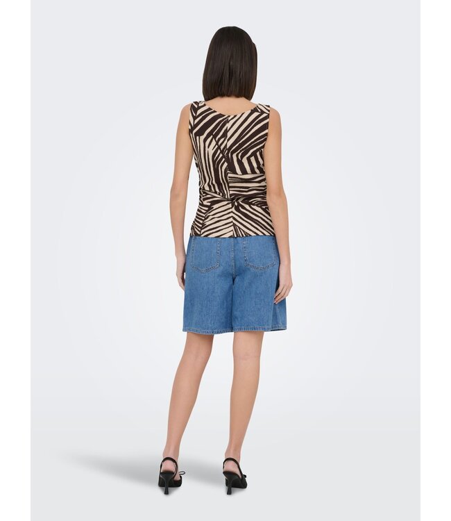 JDY JDYDEBBIE Top Sandshell Chocolate Torte Trope – Aansluitende dames top met print