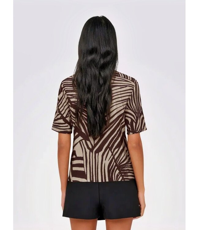 JDY JDYDEBBIE dames T-shirt met print - Sandshell Chocolate Torte Trope