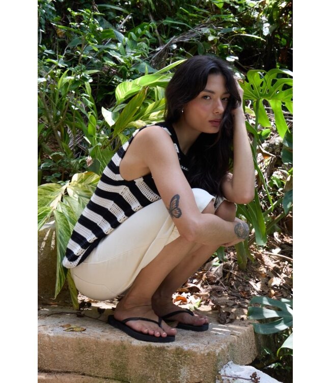 ICHI IHIHBETUES dames top gestreept - Black Almond Milk