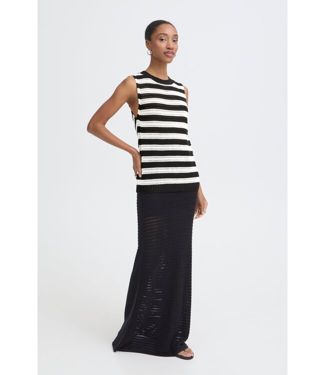 ICHI IHIHBETUES dames top gestreept - Black Almond Milk