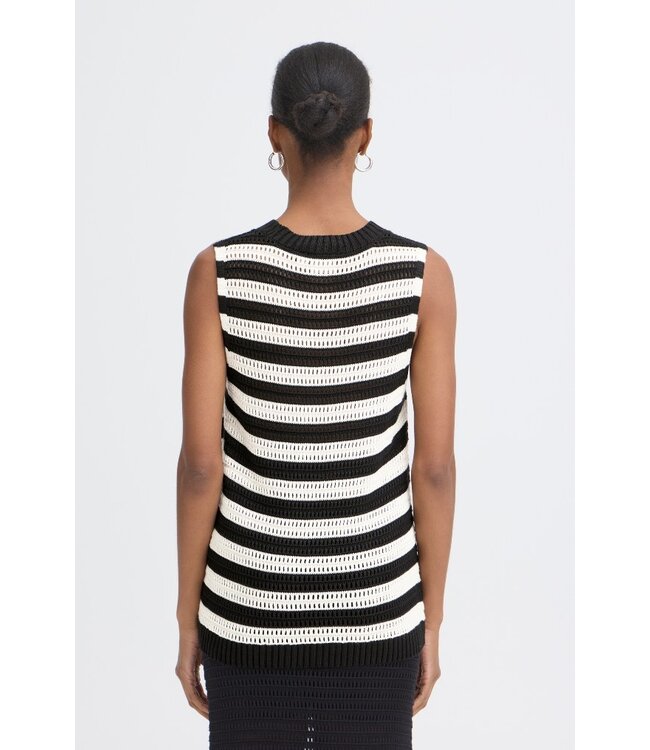 ICHI IHIHBETUES dames top gestreept - Black Almond Milk