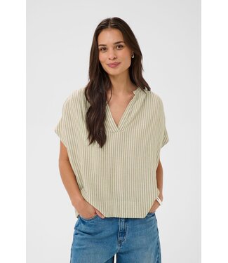 KAFFE KAmilia Wing SL Blouse - Chinchilla/Chalk Stripe