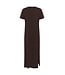 KAFFE Dames jurk KAcelina Black Coffee – lange katoenen T-shirtjurk met split