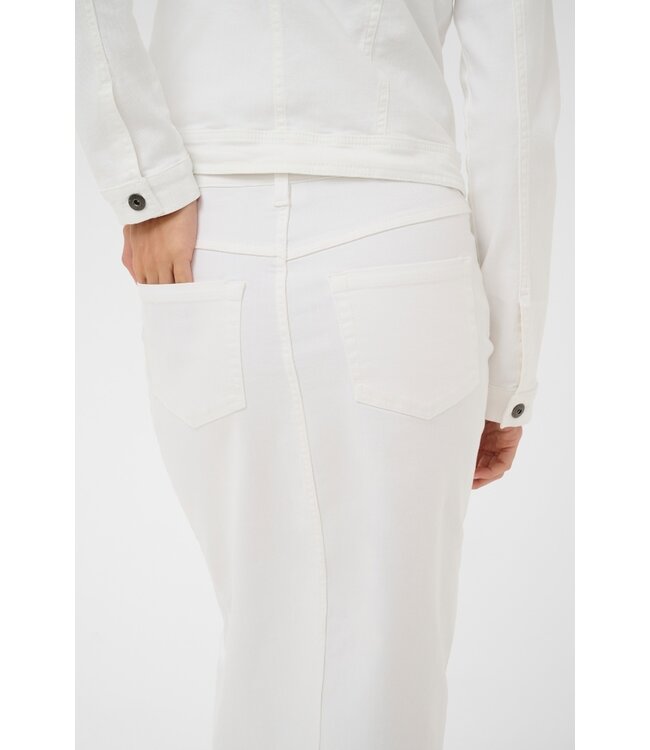 KAFFE Dames denim rok KAzelina Chalk – witte midi rok met hoge taille en split